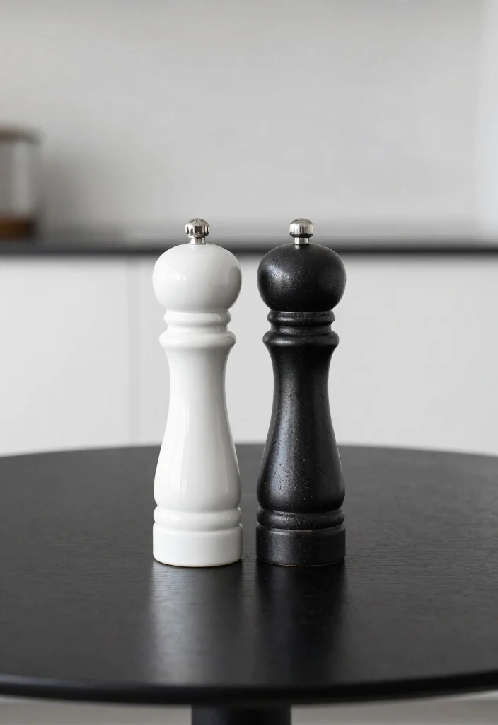 15 Black Kitchen Table Decor Ideas With Modern Edge - 7. Unique Salt and Pepper Shakers 1