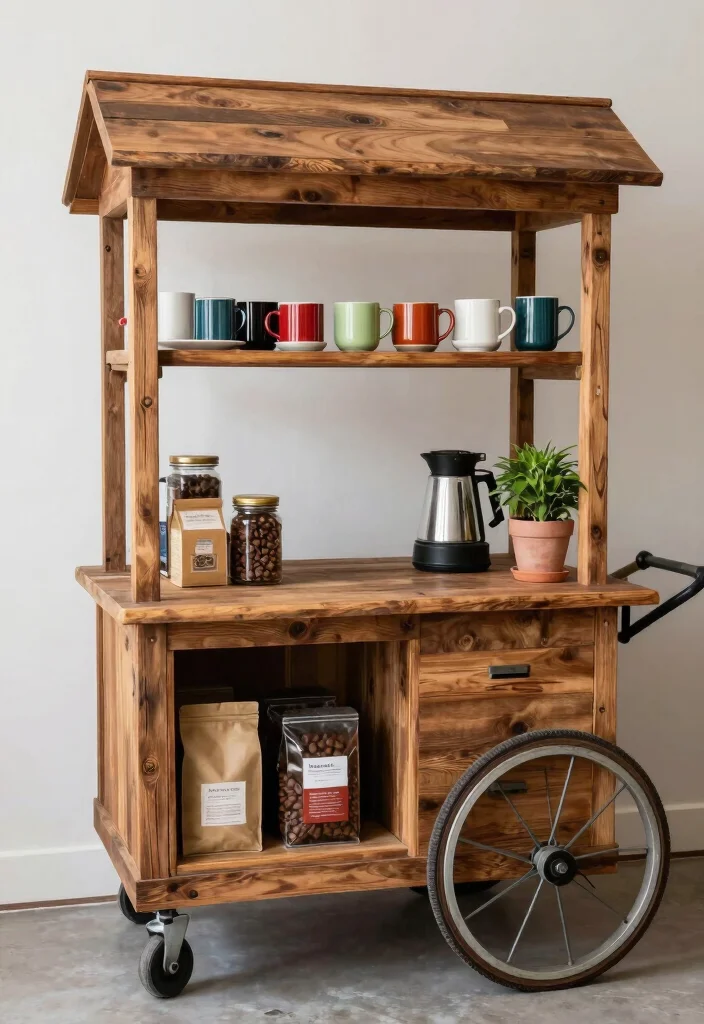 15 Coffee Bar Mug Display Ideas That Feel Cute & Organized - 9. Coffee Cart with Mug Storage 1