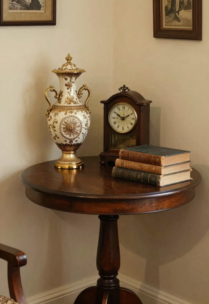 15 Corner Table Decor Ideas That Elevate Small Spaces - 12. Vintage Charm 1