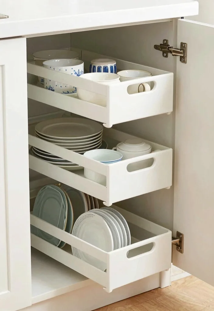 15 Kitchen Dishes Organization Ideas That Maximize Cabinets - 10. Adjustable Cabinet Organizers 1