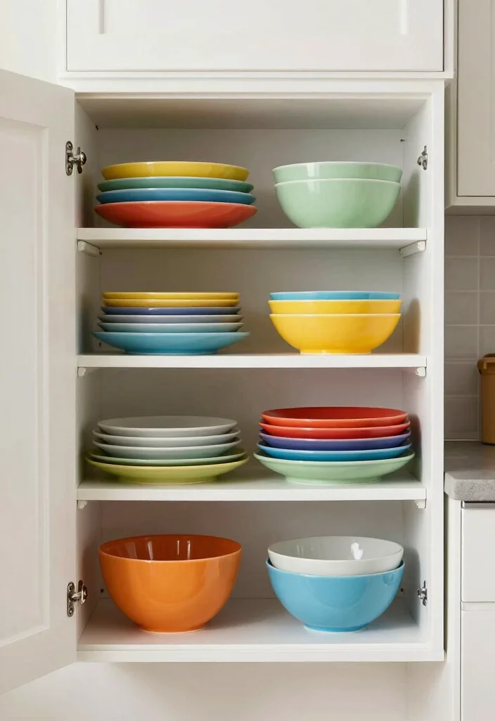 15 Kitchen Dishes Organization Ideas That Maximize Cabinets - 12. Color-Coding Your Dishes 1