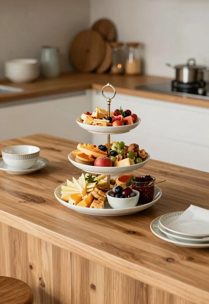 15 Kitchen Dishes Organization Ideas That Maximize Cabinets - 4. Tiered Serving Platters 1