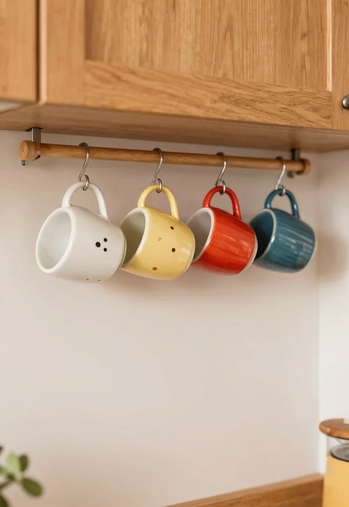 15 Kitchen Dishes Organization Ideas That Maximize Cabinets - 6. Hanging Storage for Mugs 1