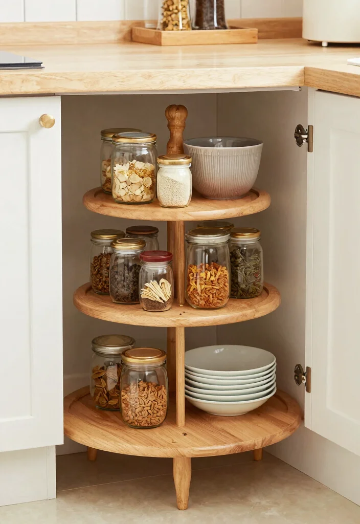 15 Kitchen Dishes Organization Ideas That Maximize Cabinets - 7. Lazy Susans for Dish Organization 1