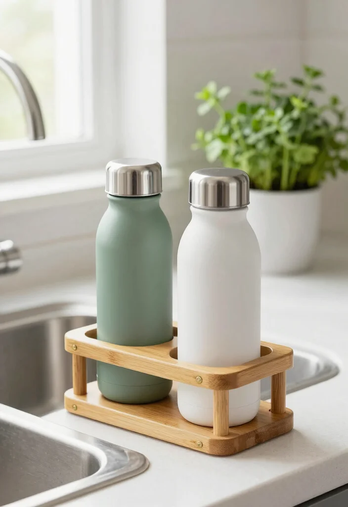 15 Kitchen Sink Organization Ideas That Feel Clean & Practical 55 15 Kitchen Sink Organization Ideas That Feel Clean & Practical - 15. Eco-Friendly Water Bottle Holder 1