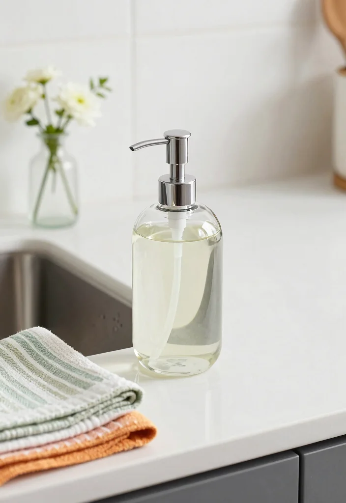 15 Kitchen Sink Organization Ideas That Feel Clean & Practical 14 15 Kitchen Sink Organization Ideas That Feel Clean & Practical - 4. Decorative Dish Soap Dispenser 1