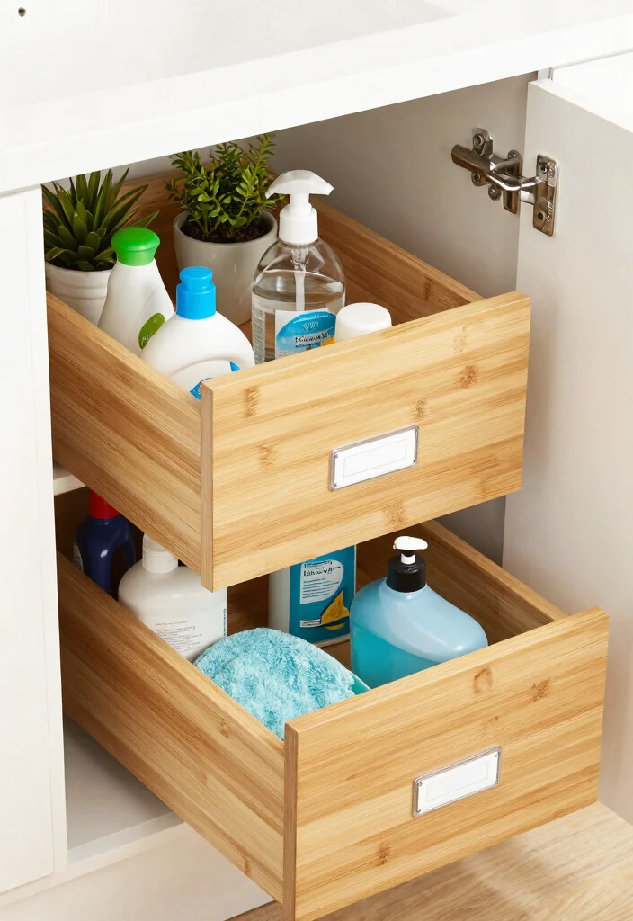 15 Kitchen Sink Organization Ideas That Feel Clean & Practical 17 15 Kitchen Sink Organization Ideas That Feel Clean & Practical - 7. Under-Sink Drawer Inserts 1