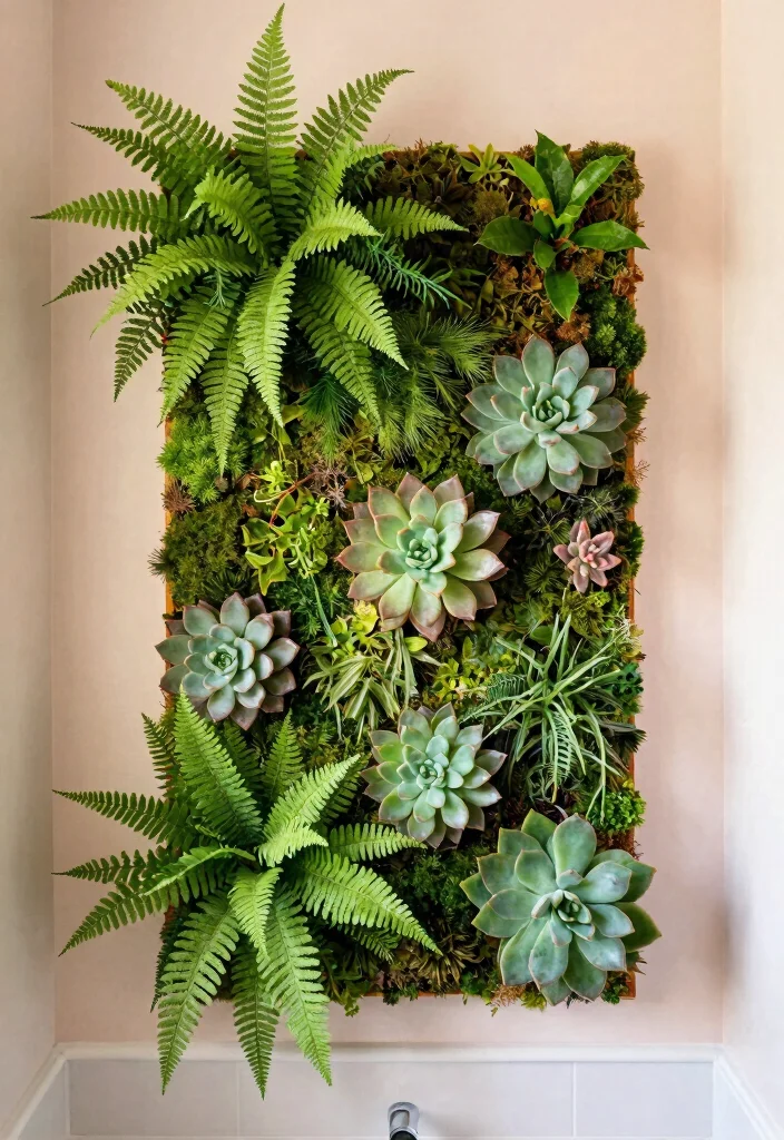 15 Plant Bathroom Decor Ideas That Feel Spa Inspired - 8. Green Wall Art 1