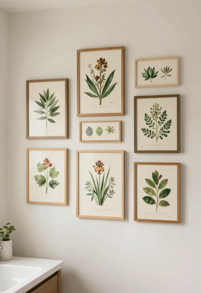15 Plant Bathroom Decor Ideas That Feel Spa Inspired - 9. Vintage Botanical Prints 1