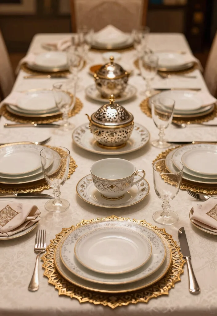 15 Ramadan Table Decor Ideas With Elegant Details - 12. Luxurious Table Settings 1