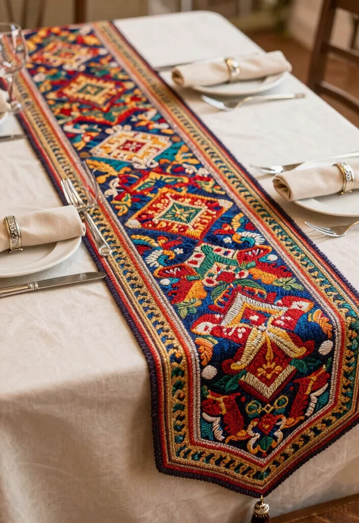 15 Ramadan Table Decor Ideas With Elegant Details - 2. Elegant Table Runners 1