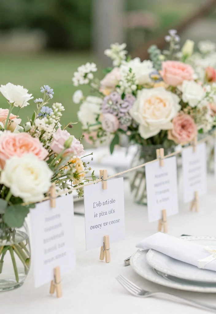 15 Simple Baby Shower Table Decor Ideas That Look Sweet - 14. Crafty Clothespin Signs 1