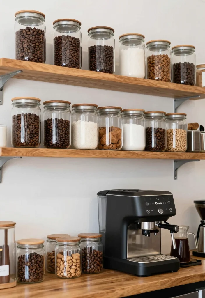 15 Small Coffee Bar Ideas Counter Space That Maximize Every Inch 42 15 Small Coffee Bar Ideas Counter Space That Maximize Every Inch - 12. Use Clear Jars for Visual Appeal 1