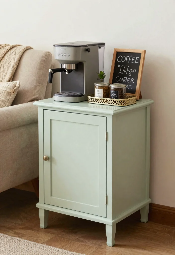 15 Small Coffee Bar Ideas Counter Space That Maximize Every Inch 13 15 Small Coffee Bar Ideas Counter Space That Maximize Every Inch - 3. Repurposed Furniture for Unique Flair 1
