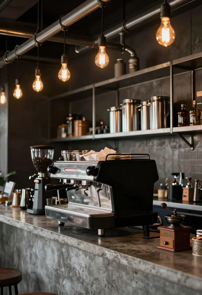 15 Work Coffee Bar Ideas That Boost Office Energy - 5. Industrial Chic 1