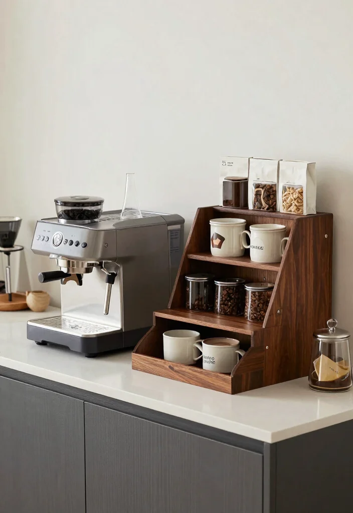 15 Work Coffee Bar Ideas That Boost Office Energy - 8. Functional and Fashionable 1
