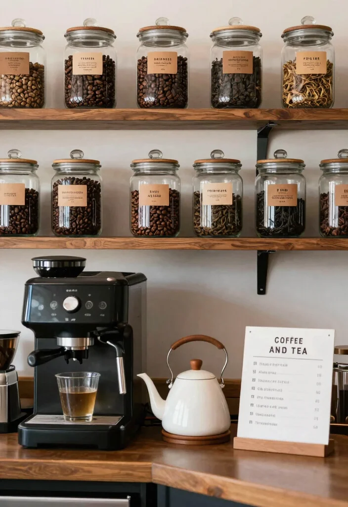 15 Work Coffee Bar Ideas That Boost Office Energy - 9. Coffee and Tea Fusion 1