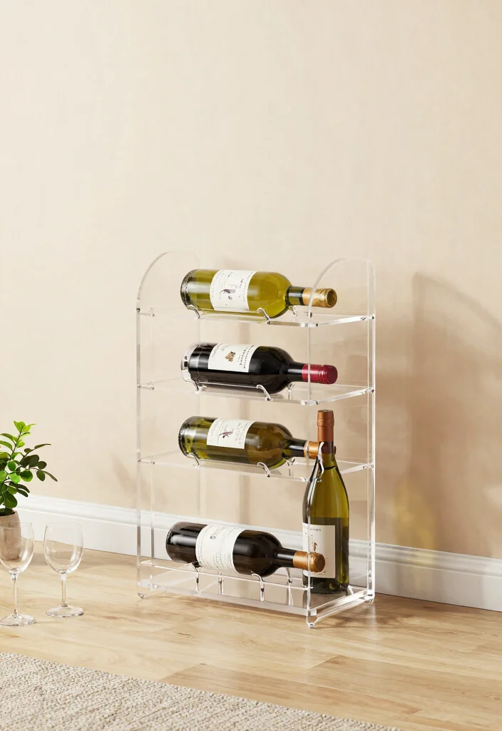 16 Acrylic Table Decor Ideas With Modern Minimal Style - 15. Acrylic Wine Racks 1