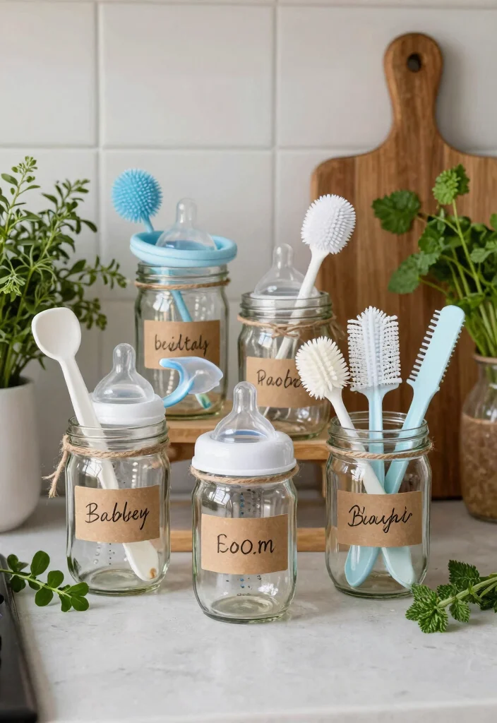 16 Baby Bottle Organization Kitchen Ideas That Stay Tidy - 1. Repurposed Mason Jars 1