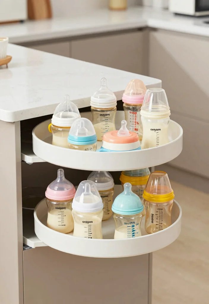 16 Baby Bottle Organization Kitchen Ideas That Stay Tidy - 16. Rotating Storage Solutions 1