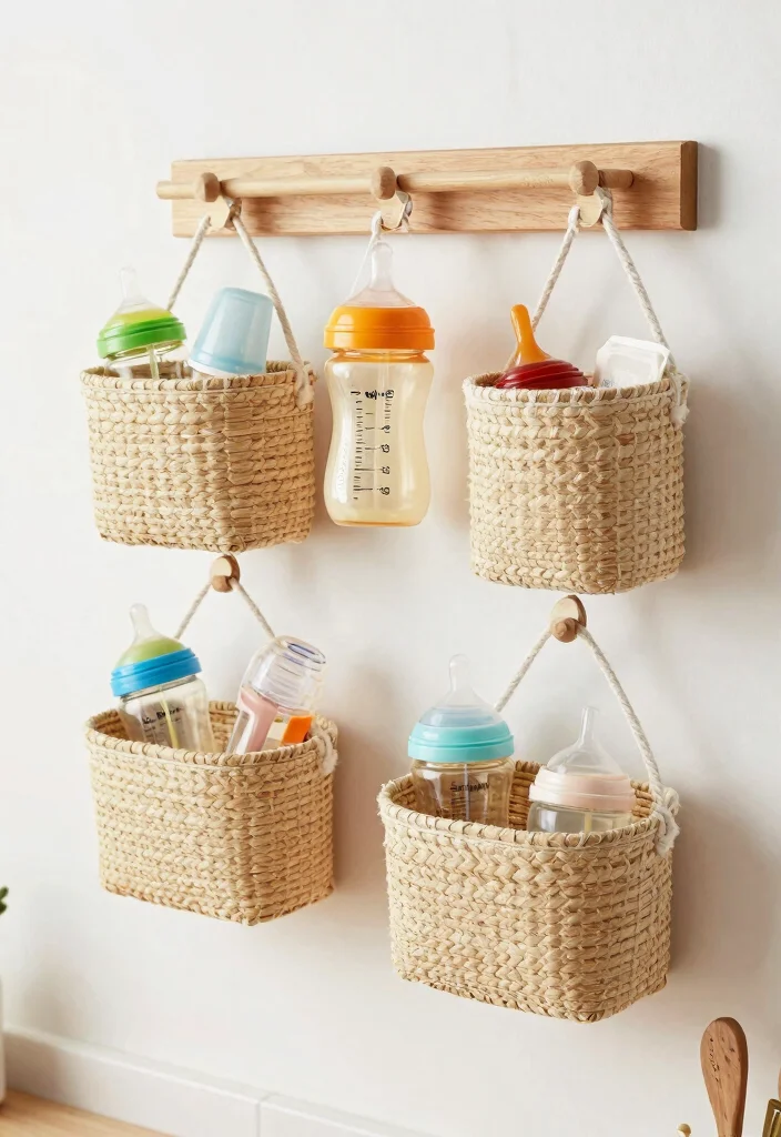 16 Baby Bottle Organization Kitchen Ideas That Stay Tidy - 5. Hanging Baskets 1