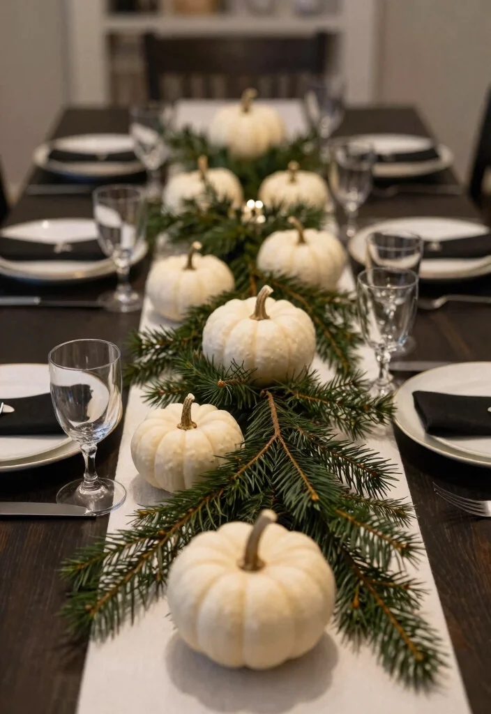 16 Black and White Table Decor Ideas With Bold Contrast - 13. Seasonal Touches 1