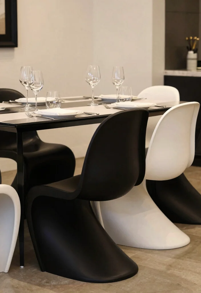 16 Black and White Table Decor Ideas With Bold Contrast - 16. Bold Statement Chairs 1