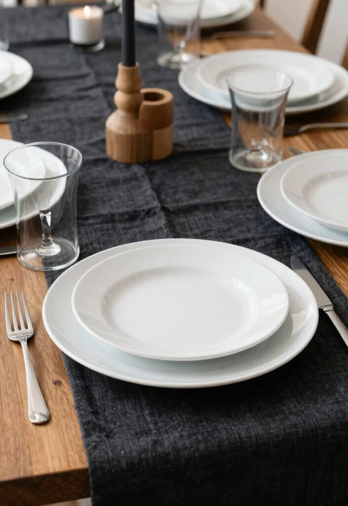 16 Black and White Table Decor Ideas With Bold Contrast - 8. Layered Textures 1