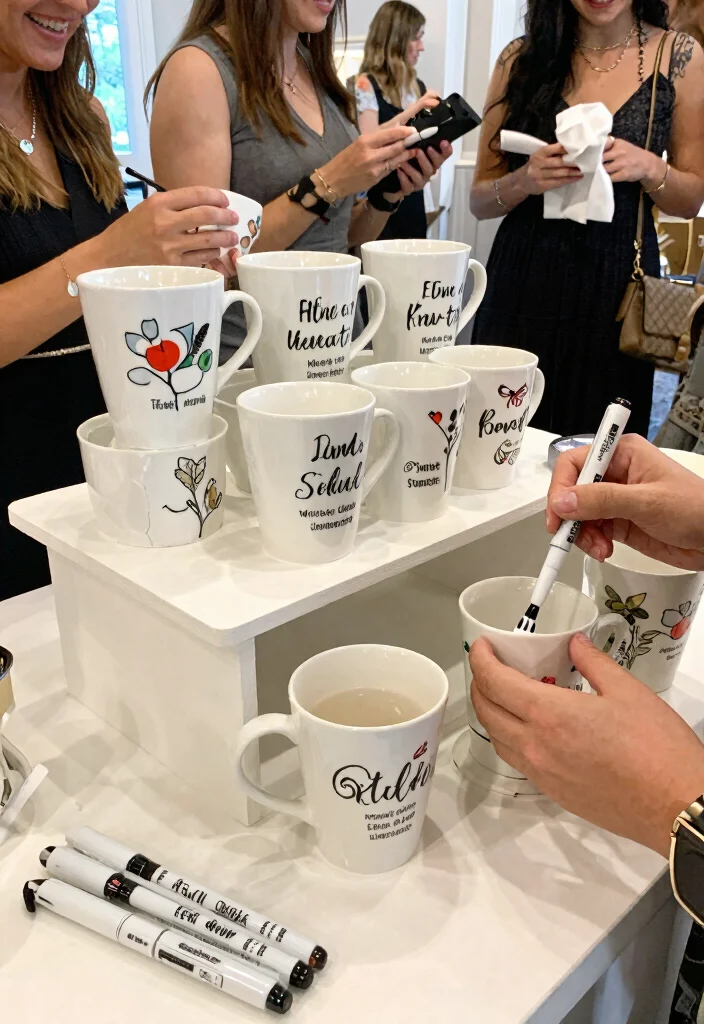 16 Bridal Shower Coffee Bar Ideas With Sweet Elegant Touch - 12. Personalized Coffee Cups 1