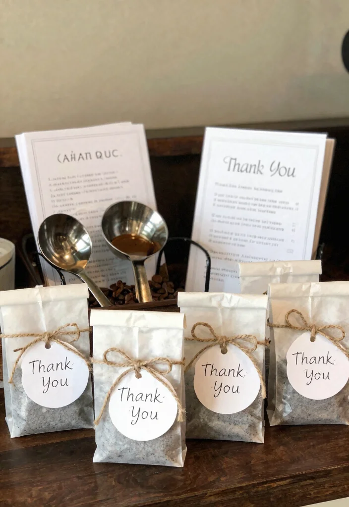 16 Bridal Shower Coffee Bar Ideas With Sweet Elegant Touch - 16. Thoughtful Thank-You Favors 1