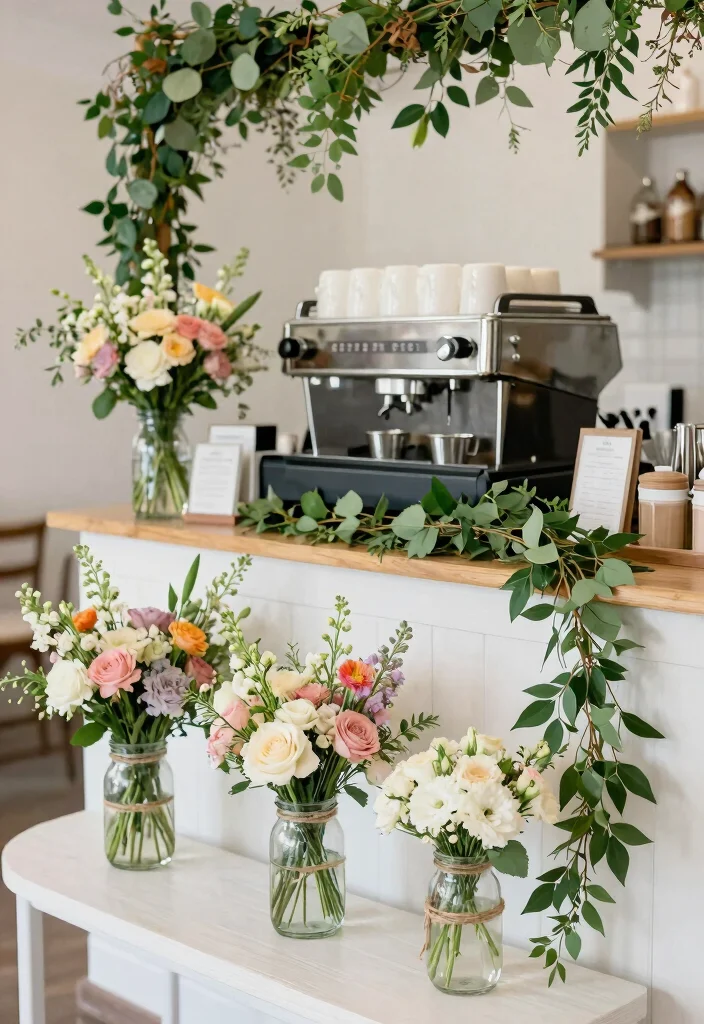 16 Bridal Shower Coffee Bar Ideas With Sweet Elegant Touch - 3. Elegant Floral Touches 1