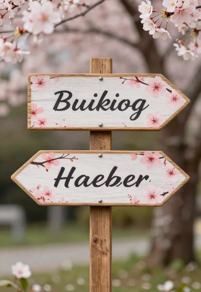 16 Cherry Blossom Table Decor Ideas With Soft Romantic Vibes - 11. Cherry Blossom Inspired Signage 1