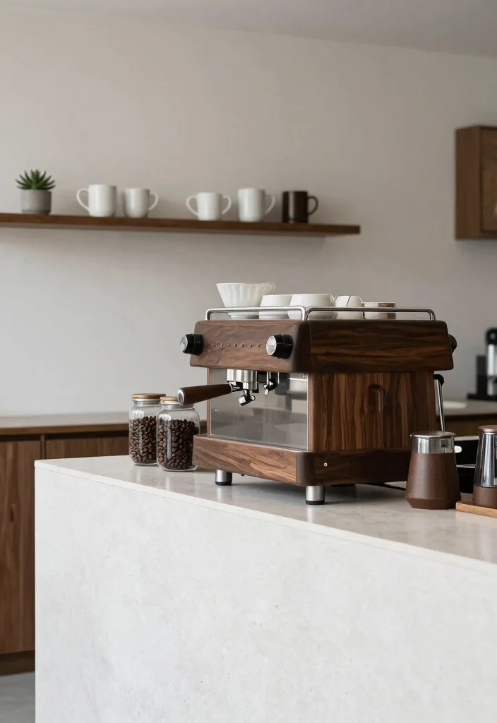 16 Coffee Bar Design Ideas That Look Sleek & Functional - 1. Minimalist Modern Coffee Bar 1
