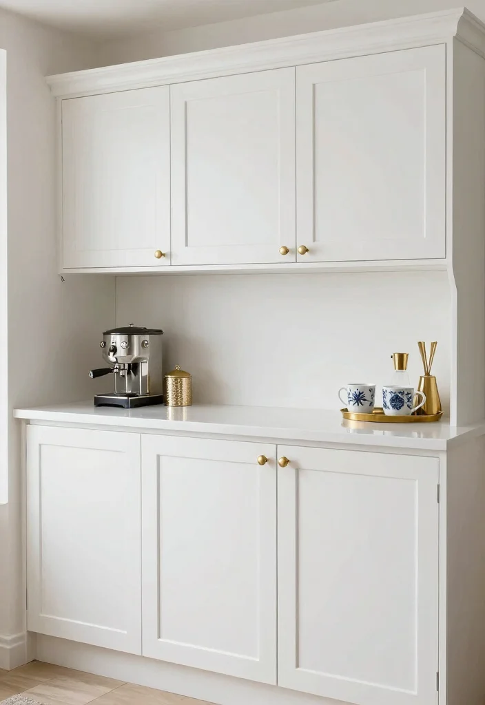 16 Coffee Bar Design Ideas That Look Sleek & Functional - 12. Elegant White Coffee Bar 1