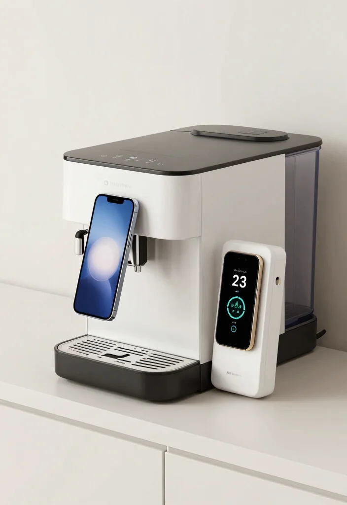 16 Coffee Bar Design Ideas That Look Sleek & Functional - 13. Smart Tech Coffee Station 1