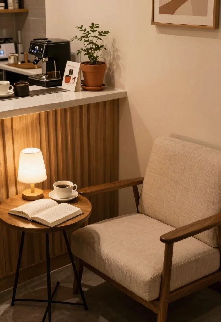 16 Coffee Bar Design Ideas That Look Sleek & Functional - 14. Cozy Coffee Reading Nook 1