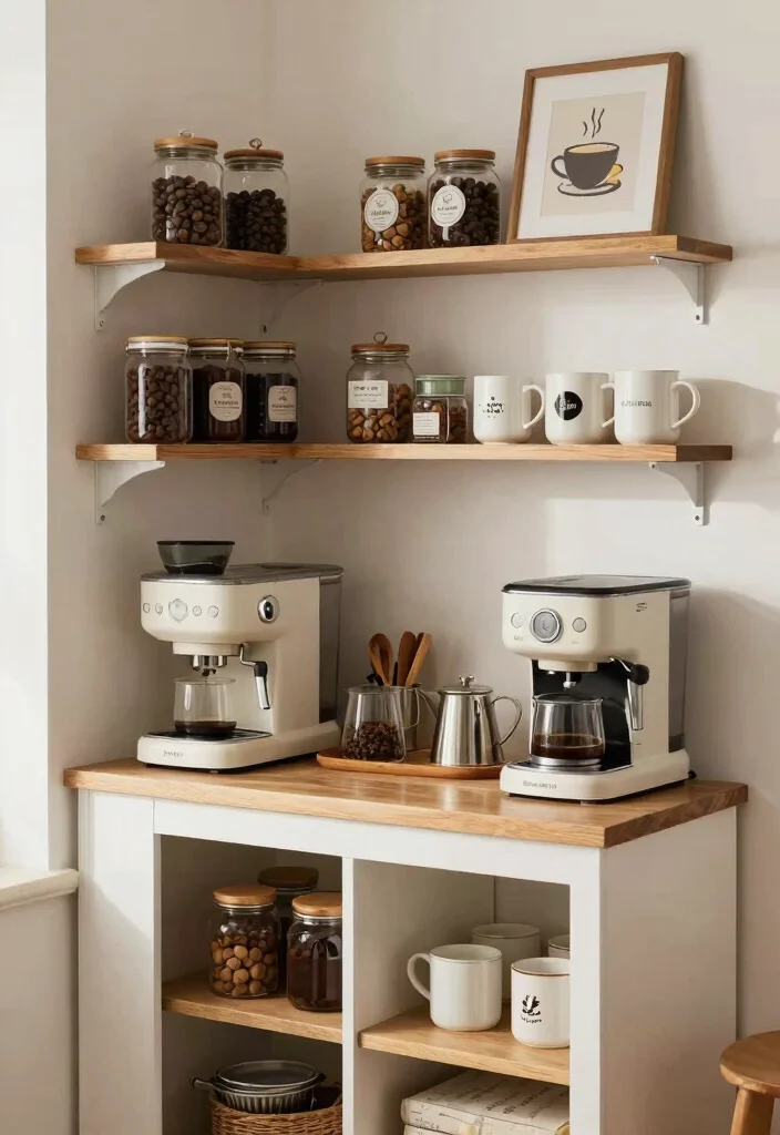 16 Coffee Bar Next to Fridge Ideas That Flow Perfectly - 10. Charming Coffee Bar in a Pantry 1