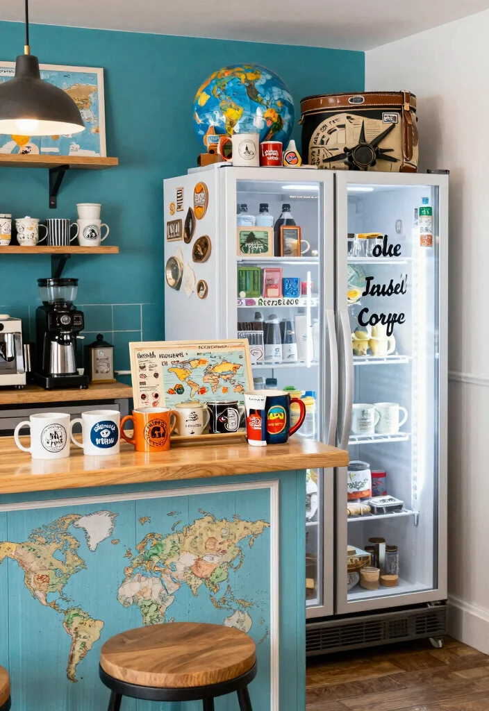 16 Coffee Bar Next to Fridge Ideas That Flow Perfectly - 15. Thematic Coffee Bar Setup 1