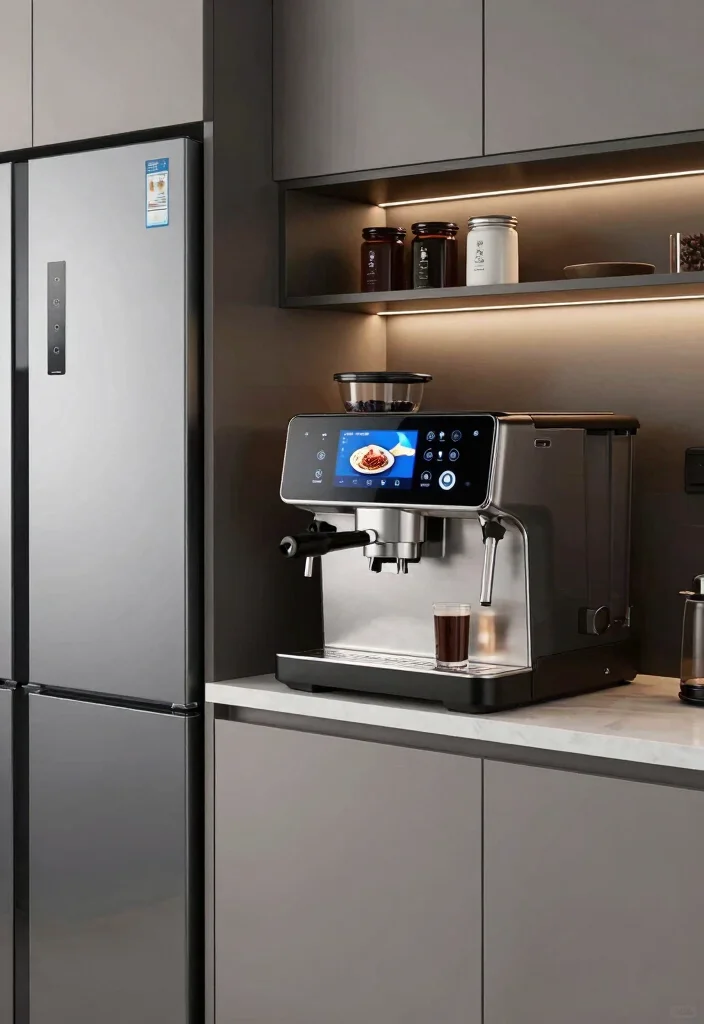 16 Coffee Bar Next to Fridge Ideas That Flow Perfectly - 16. Smart Coffee Bar Technology 1