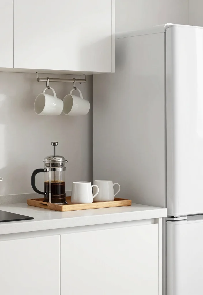 16 Coffee Bar Next to Fridge Ideas That Flow Perfectly - 4. Minimalist Coffee Bar Setup 1