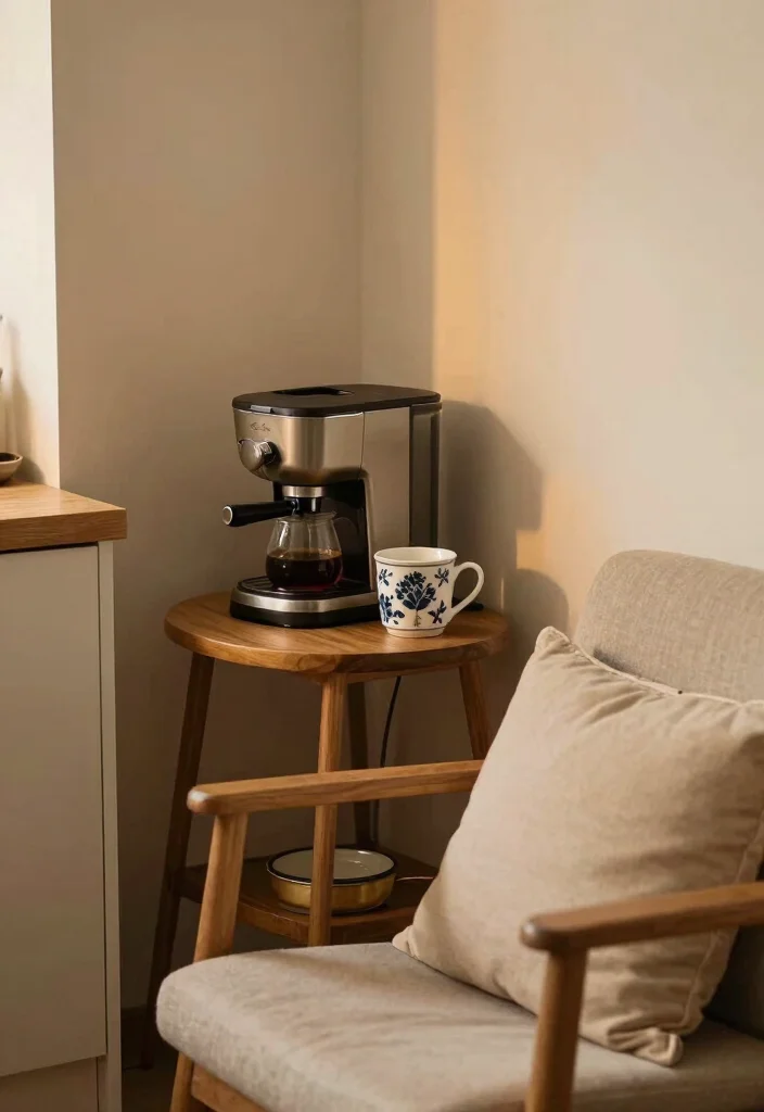 16 Coffee Bar Next to Fridge Ideas That Flow Perfectly - 8. Cozy Coffee Nook 1