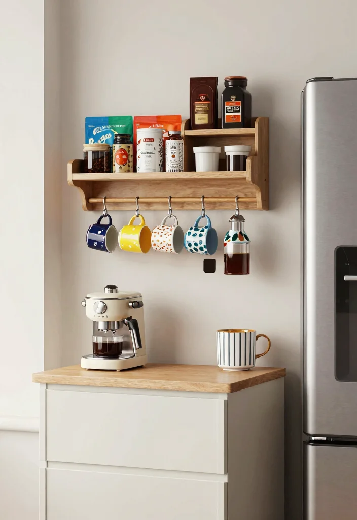 16 Coffee Bar Next to Fridge Ideas That Flow Perfectly - 9. Wall-Mounted Coffee Station 1
