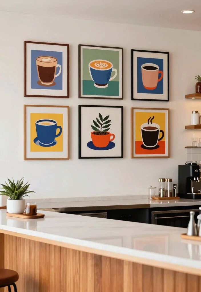 16 Coffee Bar Styling Ideas That Look Designer Ready - 11. Artful Wall Decor 1