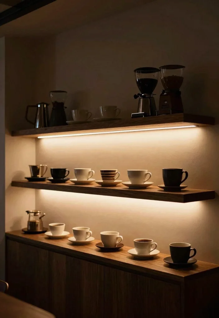 16 Coffee Bar Styling Ideas That Look Designer Ready - 13. Smart Lighting Solutions 1