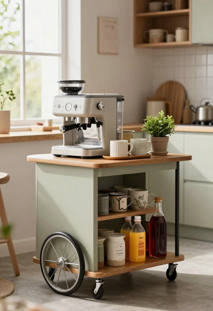 16 Coffee Bar Styling Ideas That Look Designer Ready - 2. Stylish Cart for Versatility 1