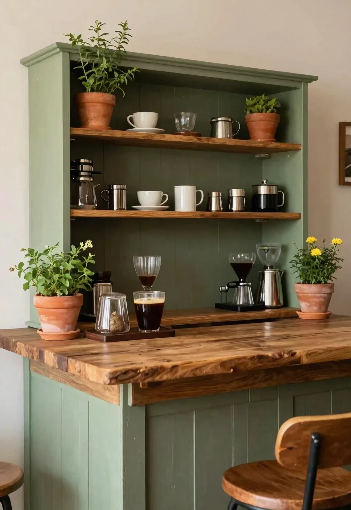 16 Coffee and Bar Station Ideas With Stylish Setup - 7. Earthy Color Palette 1