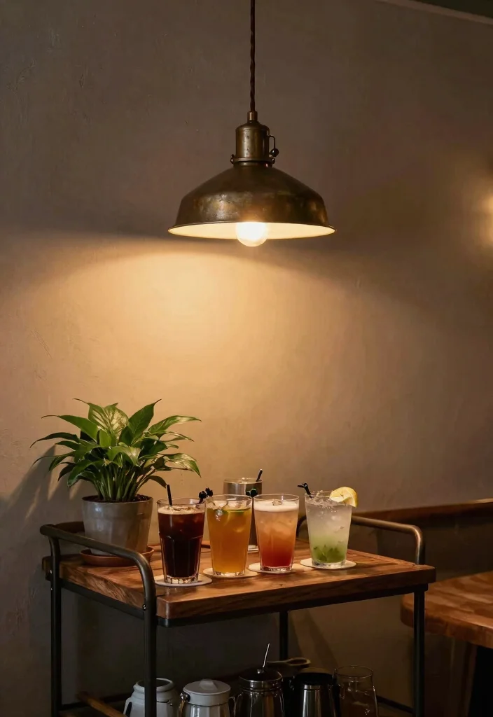 16 Coffee and Bar Station Ideas With Stylish Setup - 8. Statement Lighting 1