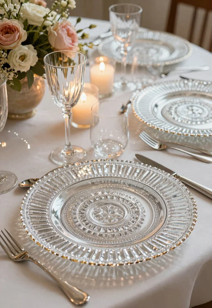 16 Crystal Table Decor Ideas With Elegant Sparkle - 4. Dazzling Crystal Charger Plates 1