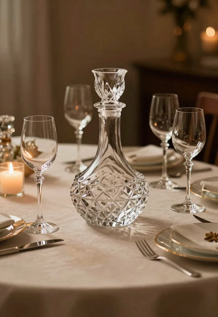 16 Crystal Table Decor Ideas With Elegant Sparkle - 5. Crystal Wine Decanters 1