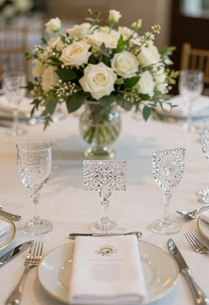 16 Crystal Table Decor Ideas With Elegant Sparkle - 6. Crystal Accented Place Cards 1